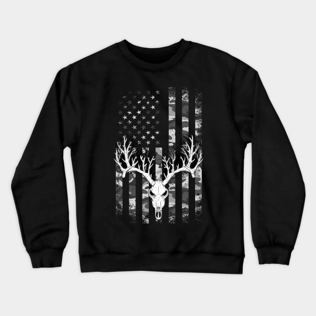 Buck Deer Hunting American Camouflage USA Flag Crewneck Sweatshirt by Hensen V parkes